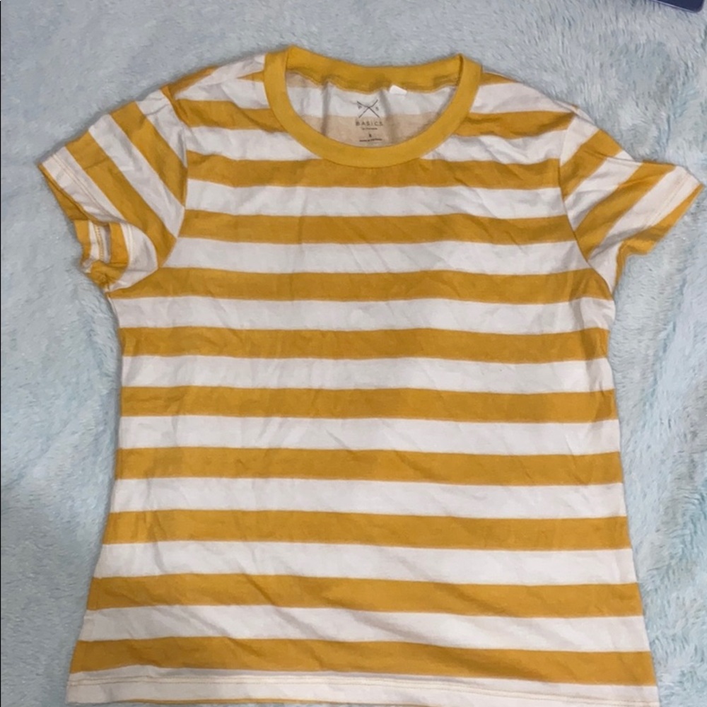 Yellow and white striped shirt
